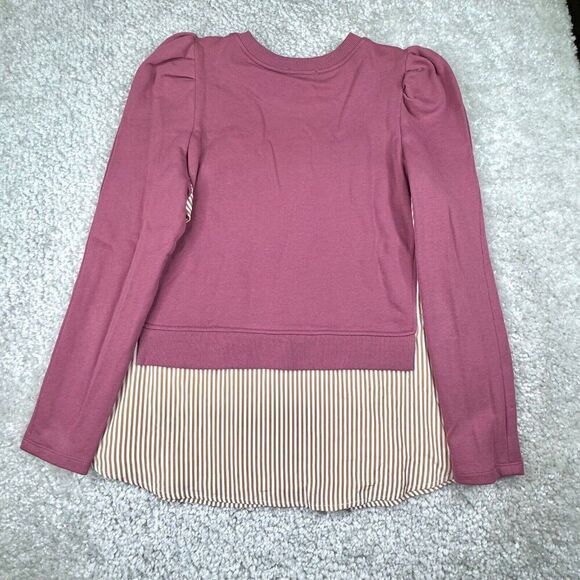 Anthropologie Maeve Pink Layered Tunic Sweatshirt - Picture 5 of 9